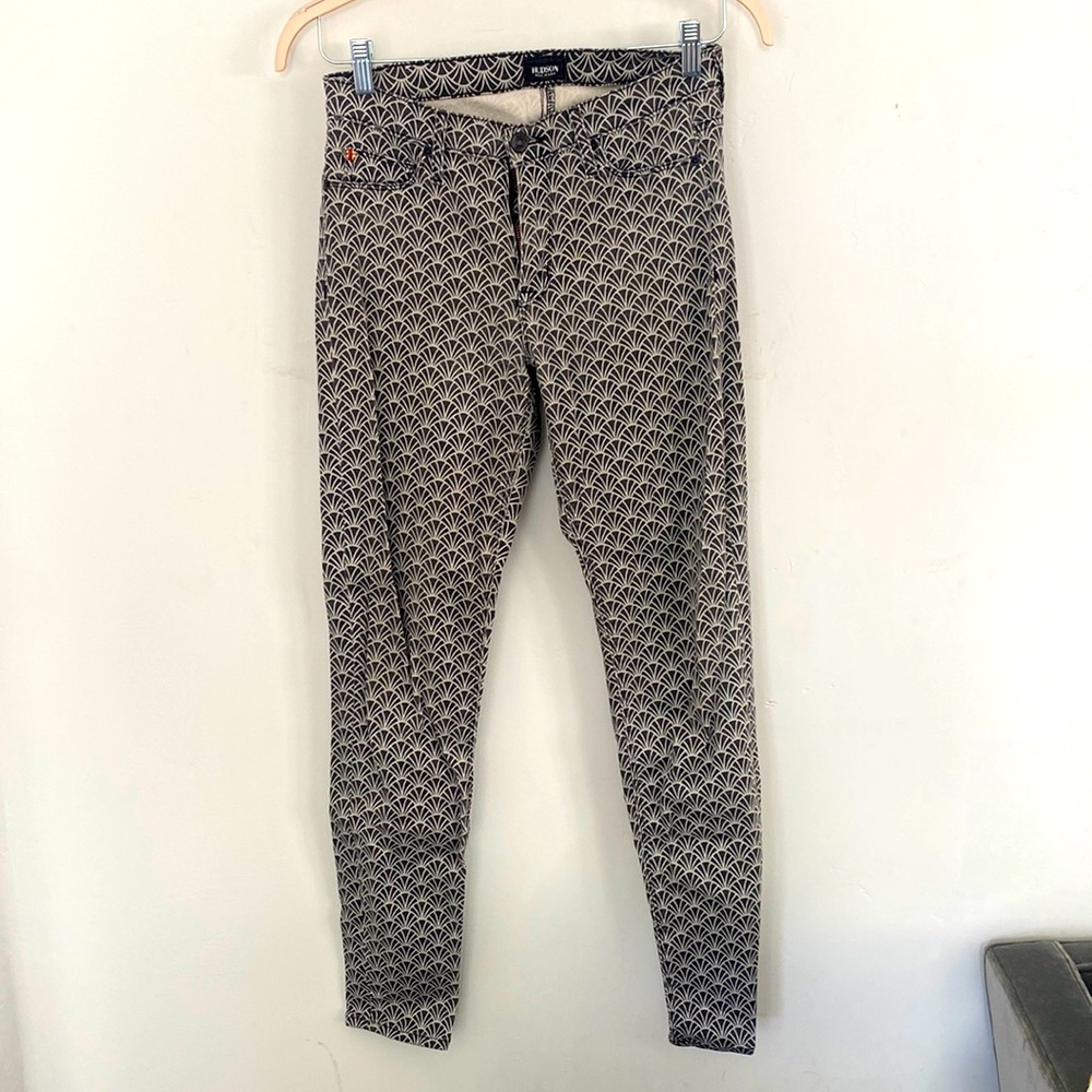 Hudson Nico Deco Skinny Black Silver Jeans Size 28 High Waist!